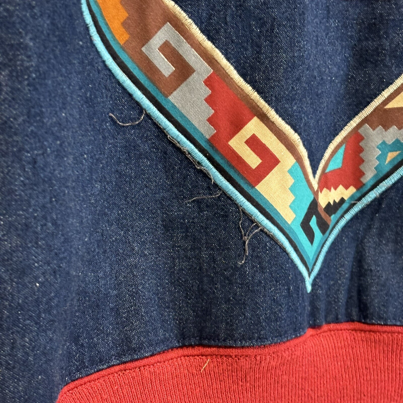 Vintage HANES HER WAY cottagecore granycore Denim Sweatshirt Jacket Southwest XL