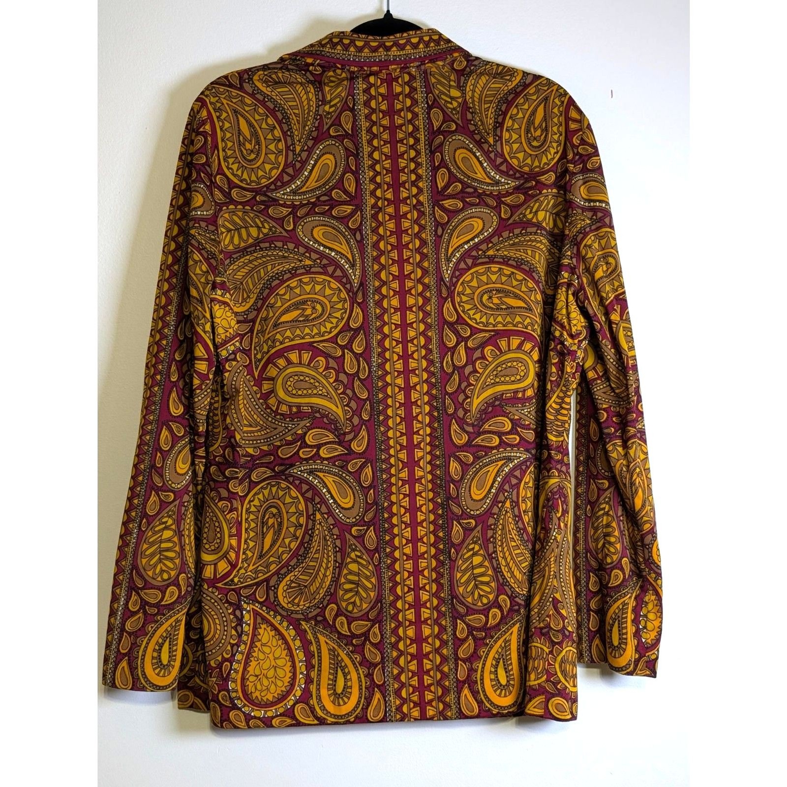 Vintage 70s Vera Neumann Paisley Blouse Butterfly Collar Boho Retro Mod Top 18