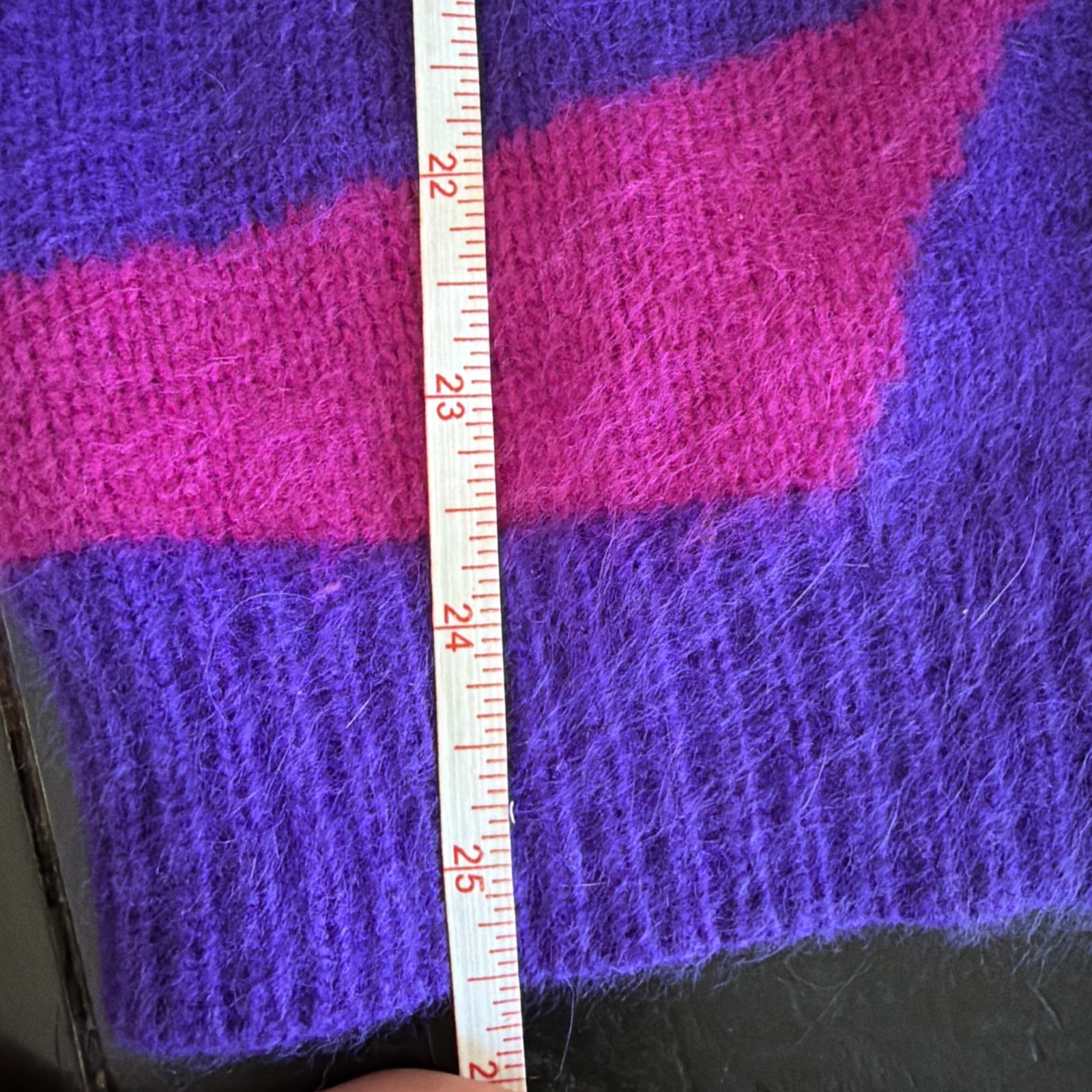 Vintage Rafaella Angora Lambswool Blend Mock Neck Geometric Sweater Colorful M