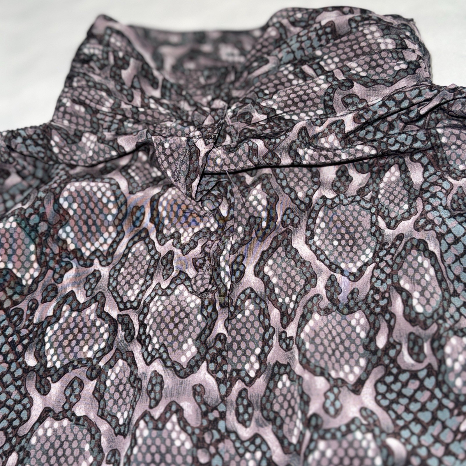 VTG Regina Porter Snake Print Blouse Women’s Sz 14 80s Secretary Career Shirt HK