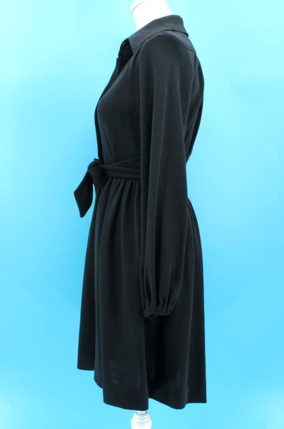 Vtg Women’s 70s Black Jonathan Logan Shirtwaist Midi Dress Sz XS/S 1970s