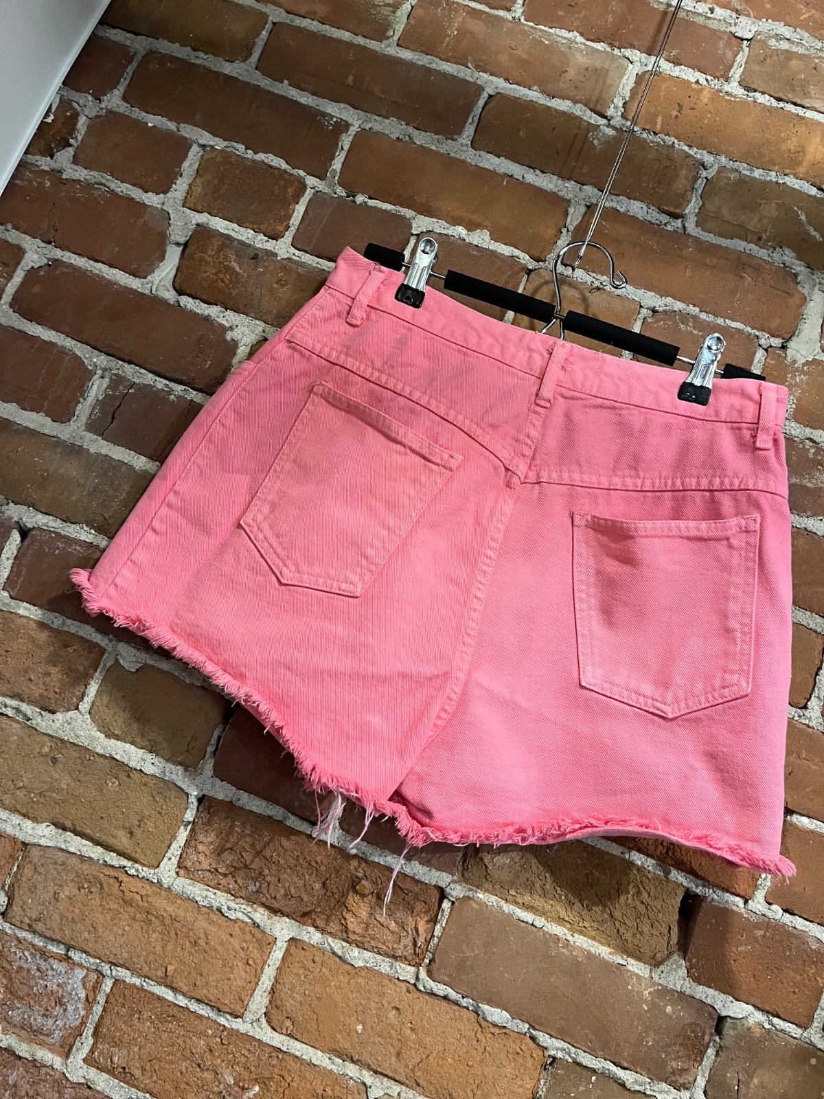 Vintage 90s Neon Pink Made in USA Stratosphere Cut Off Jean Shorts
