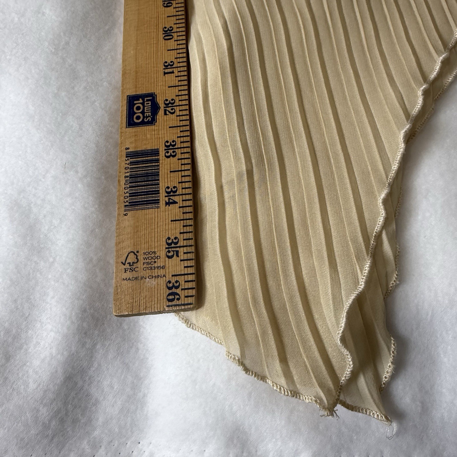 Vintage Nude Accordion-Pleated Chiffon Dress Sz 8 Wedding Guest Minimalist Chic