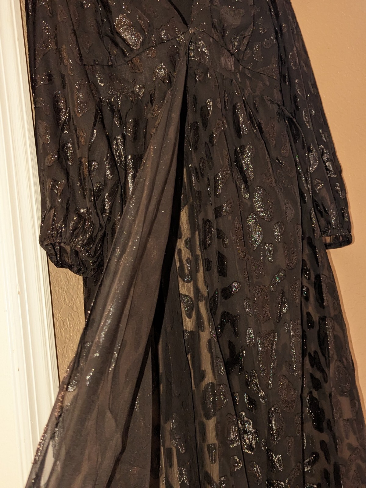 City Chic VTG Size 14 Juniors (Womens XS) Black MAXI Sheer Dress LongSlv Goth