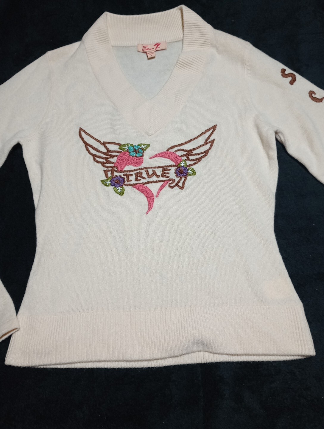 Seven Vintage V-neck Sweater Long Sleeve Size Small Super Cute