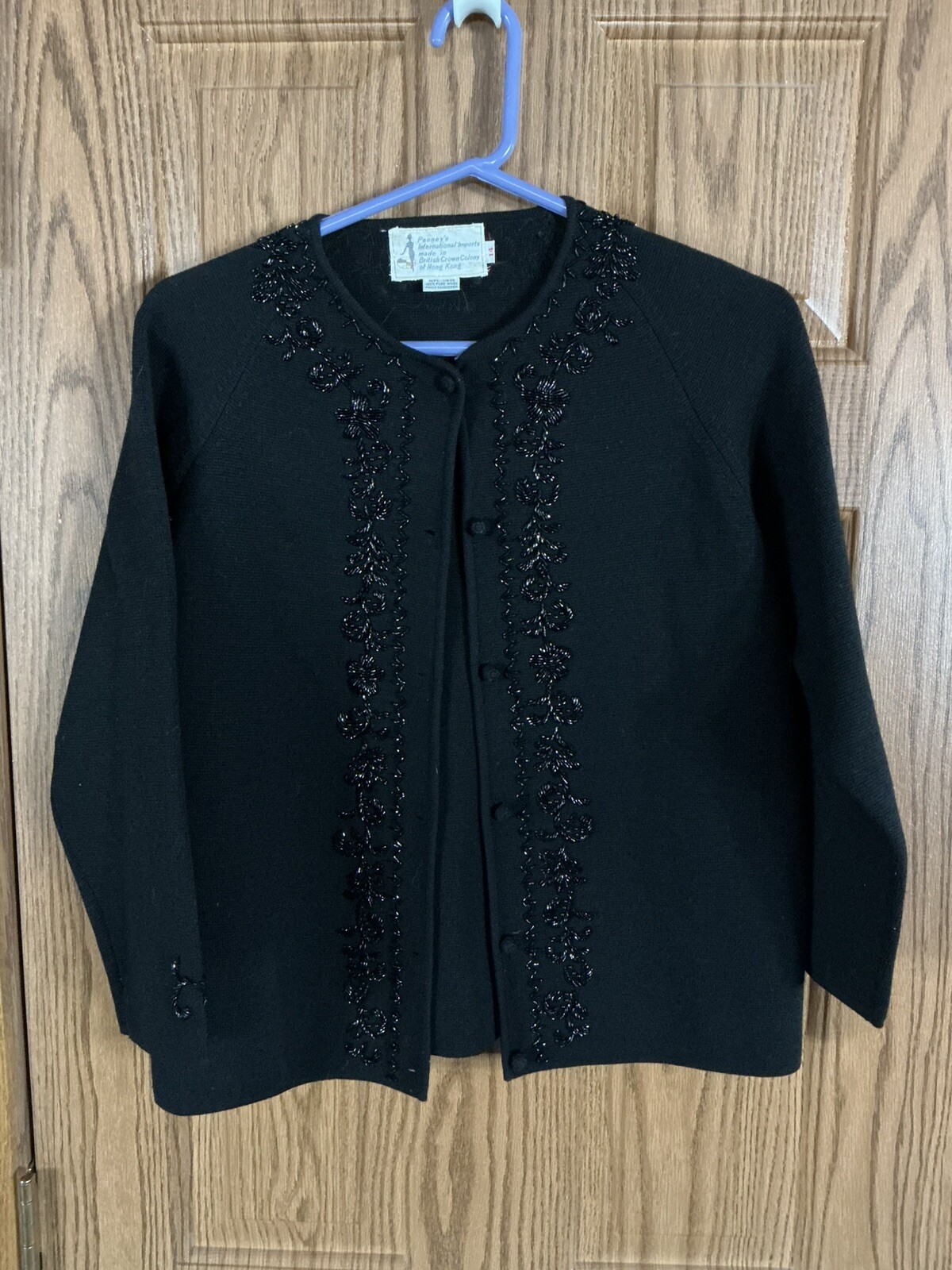 Vintage Penney’s International Imports Wool Blazer/Cardigan Style Beaded Floral