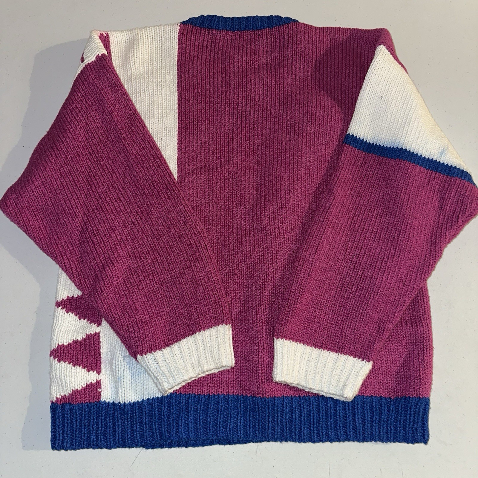 Vintage 1980s Raquels Collection 3D Tennis Knit Sweater Size Small Colorblock