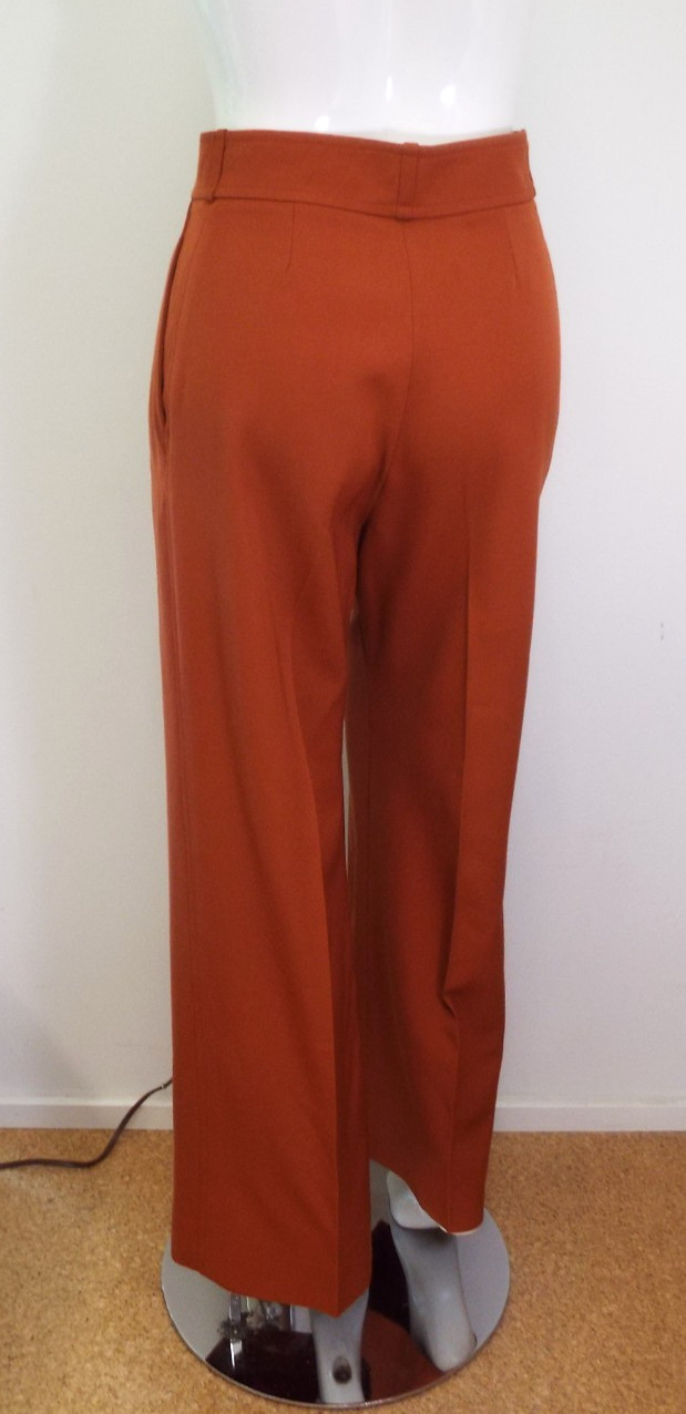 VTG 1970s Yves Saint Laurent Rive Gauche Rust Brown Wool Pants Wide Trousers YSL