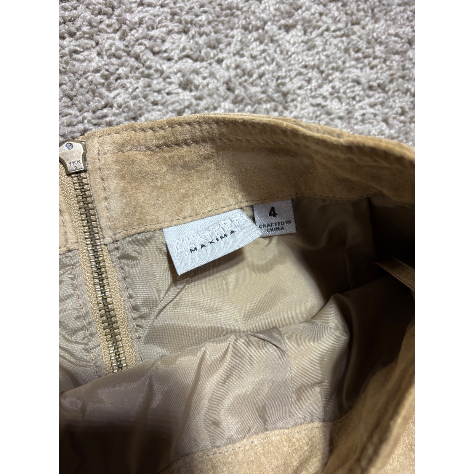 Wilsons Leather Maxima 3pc Suede Set Jacket Halter Vest Skirt Tan Tan S/4 Y2K