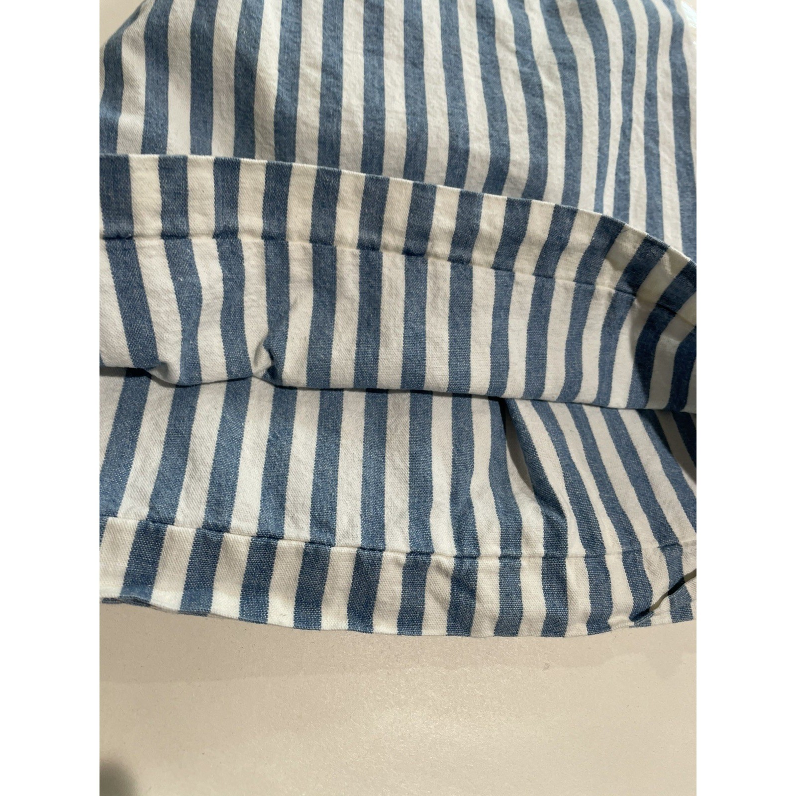 VTG 80s Stripe Short High Waist Pleated White Blue 100% Cotton SZ 5/6