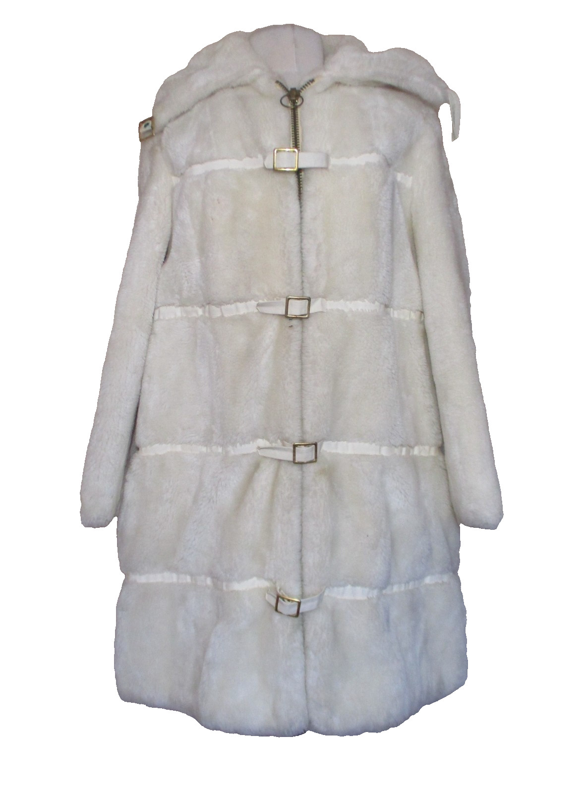 Vintage 60s Country Pacer Glenoit Faux Fur Coat Womens S/M Off White