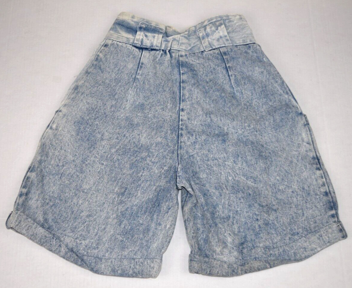 Vintage Shorts Watch LA Size XS/S 80s Denim High Waist Pleat Baggy 2 Button Zip