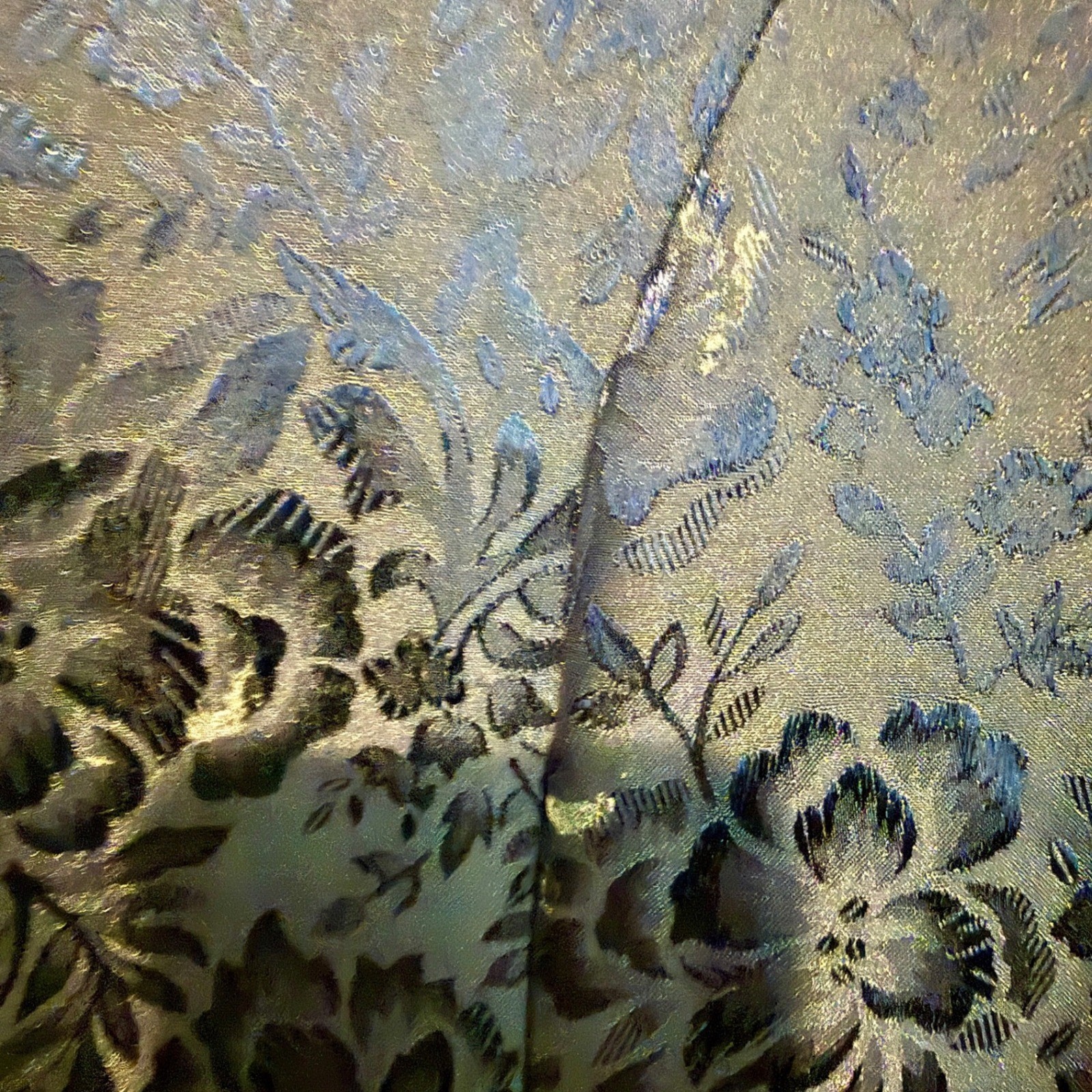 Fashahnn Chicago Brocade Duster & Skirt Set Womens L Navy Blue Floral