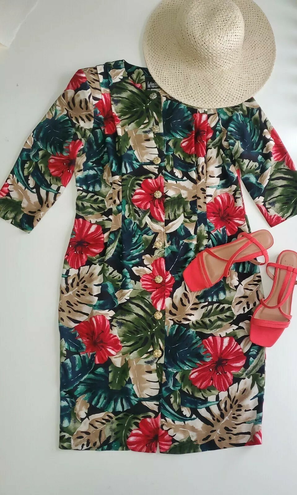whirlaway frocks Vintage Sheath Floral Dress Size 10 P Multi-color Used