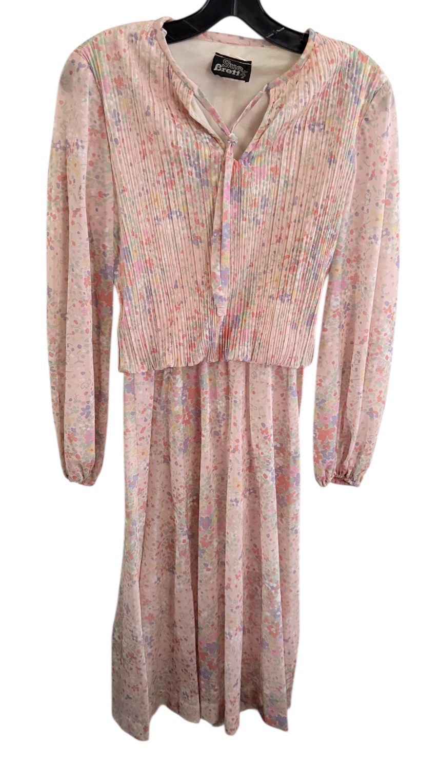 Vintage 70s Floral Sue Brett Dress size 9-10 medium