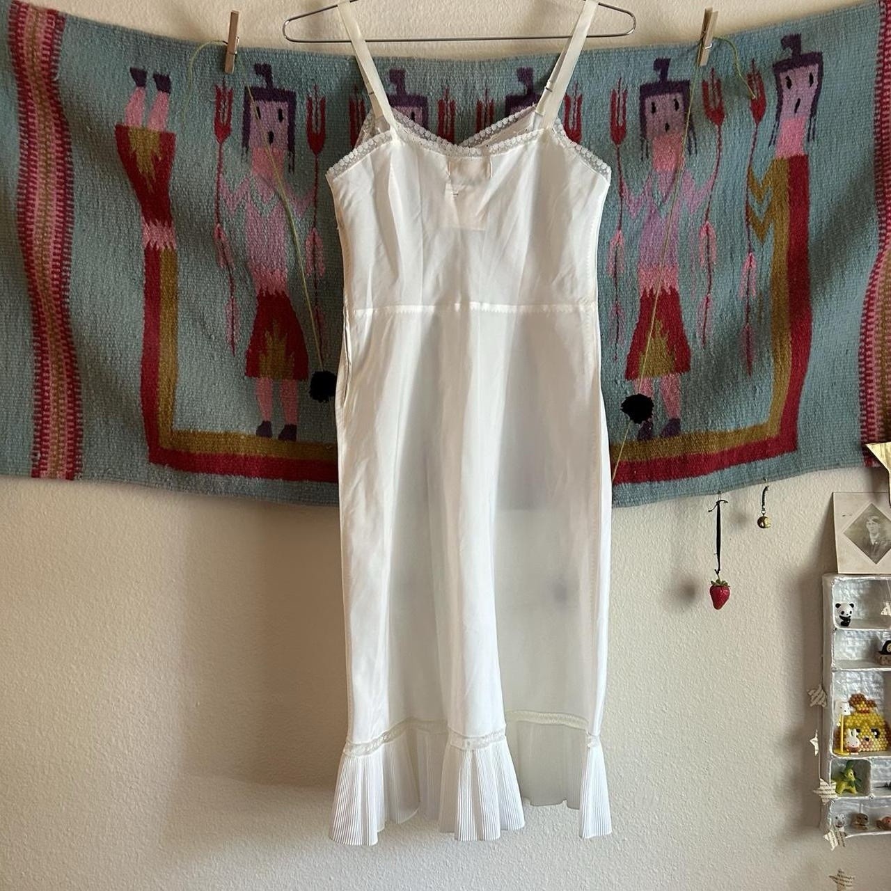 Vtg Deadstock Barbizon Endear 50s/60s White Tafredda Slip lace ruffle Sz 12 Miss