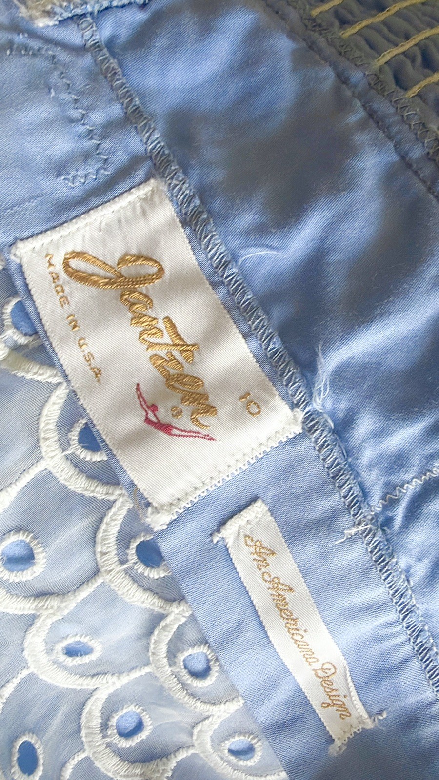 Documented Vintage 1950s JANTZEN Pinup Blue Romper Playsuit Embroidered Eyelet