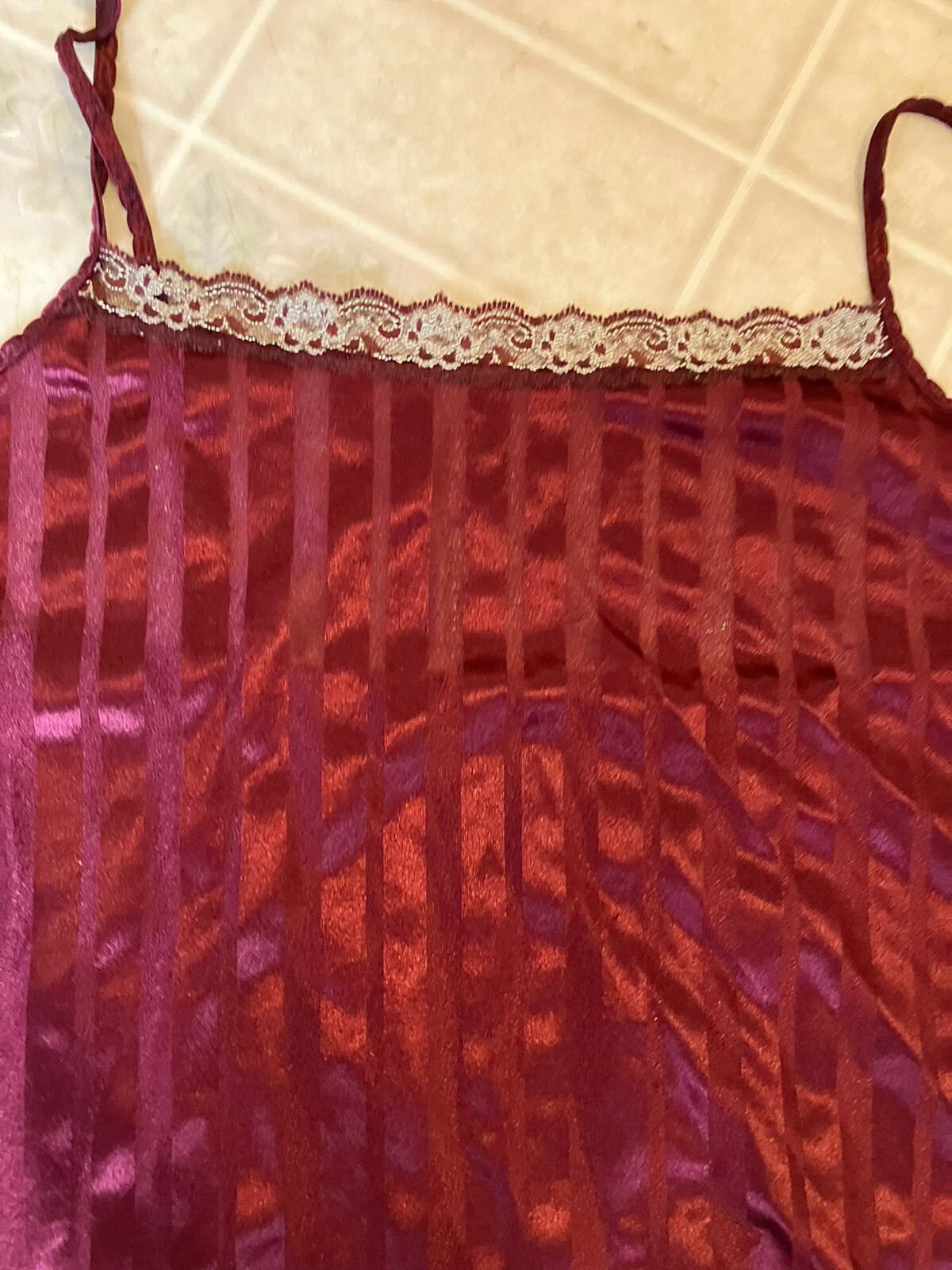 Vintage Petra Fashions Womens Nightgown Lingerie Burgundy 1X 90’s Slip Dress