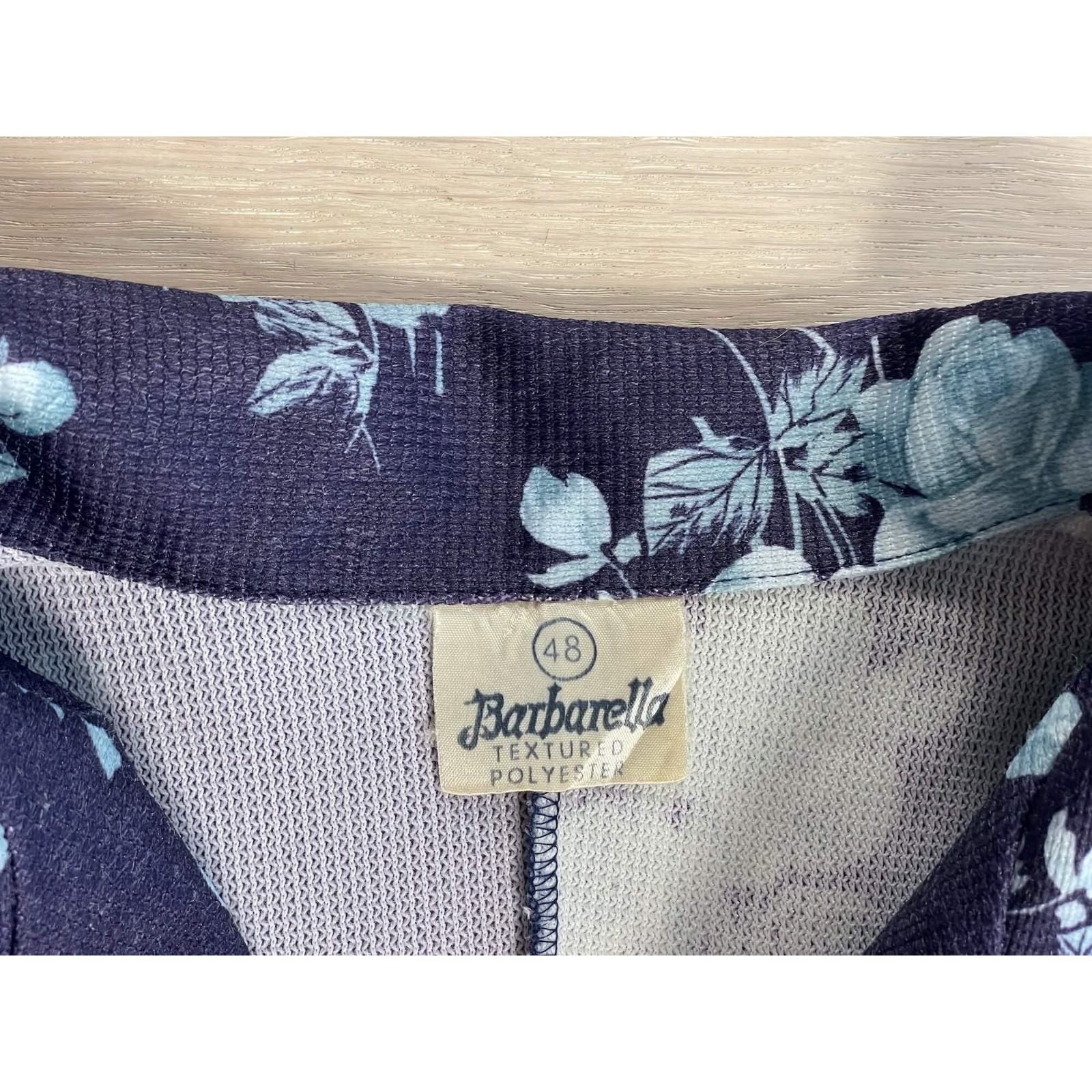 Vintage 70s Floral Print Shirt Dress – Barbarella Navy Blue XL