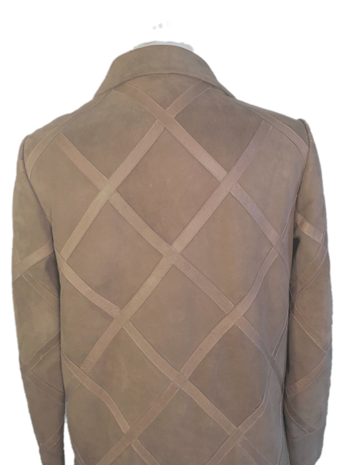 VTG Ledaspain by Gropper Suede Coat Taupe Light Brown Cross Buttery Leather M/S