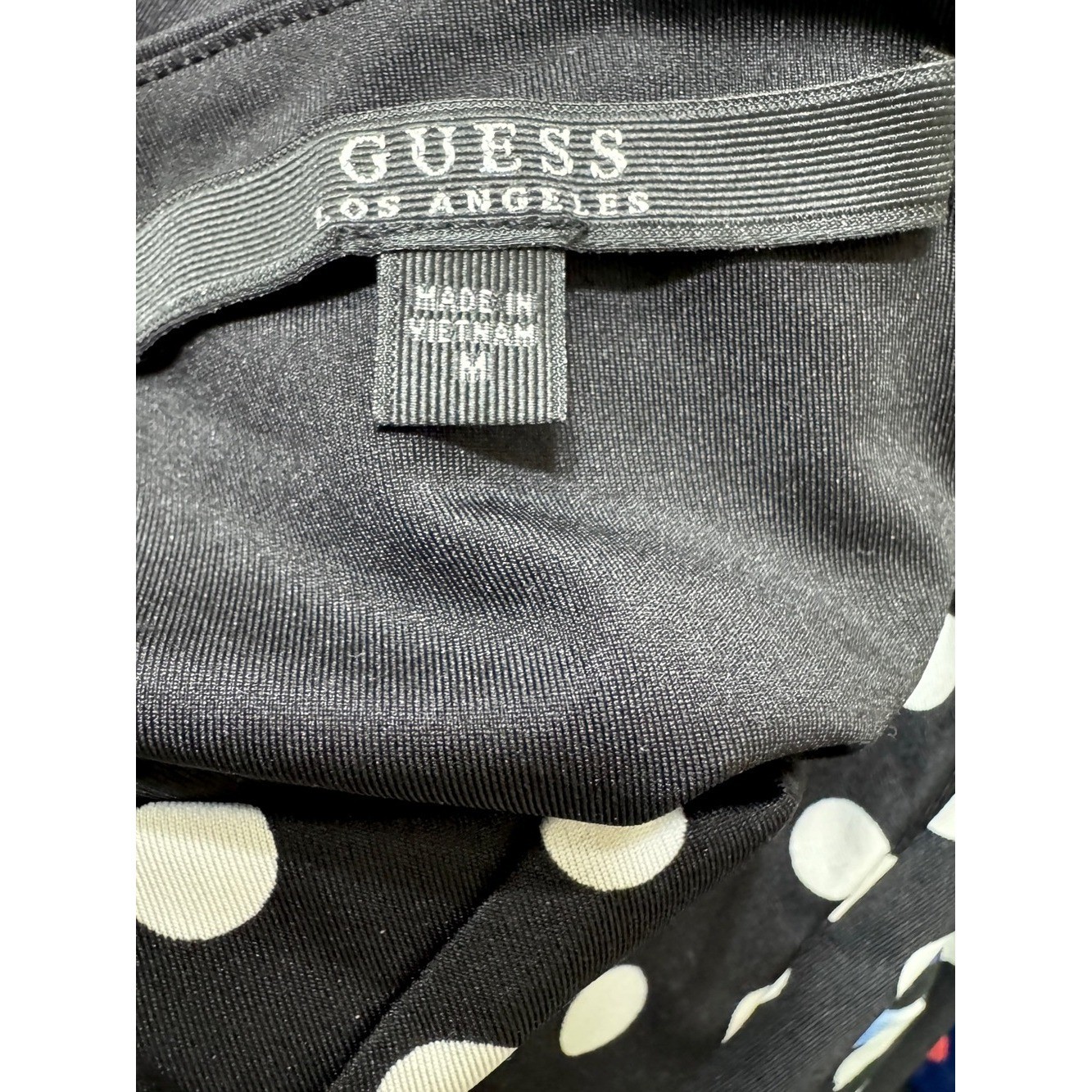Guess Black White Polka Dot V Neck Mini Bodycon Dress Retro Pin Up coquette date