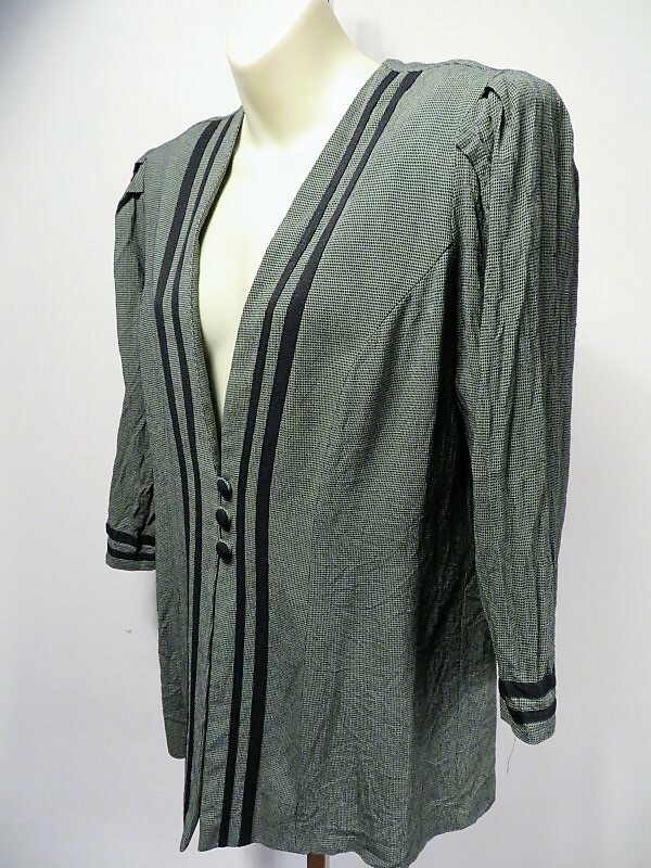 Vintage 1990s USA Michael Blake Blazer Suit Jacket Top Padded Shoulders Low Cut