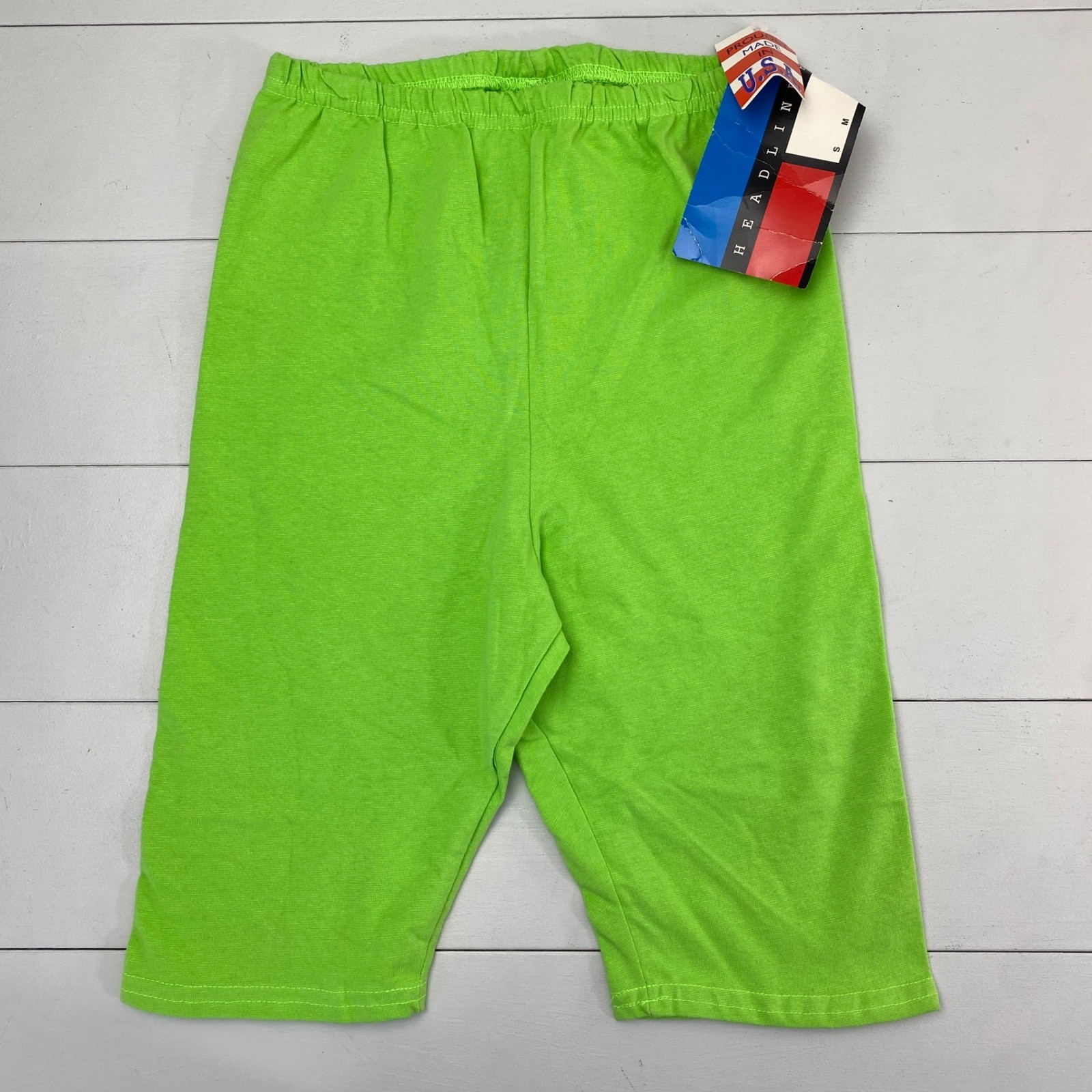 Headliners Vintage 90s Neon Green Biker Shorts Women Small Made in USA Retro