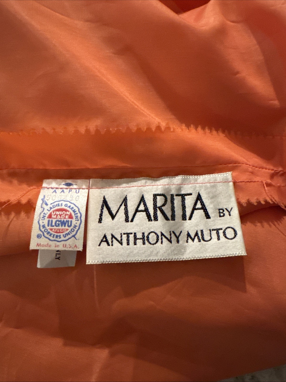 Vintage 1960s Designer Marita by Anthony Muto Evening Dress Orange Handmade Tier
