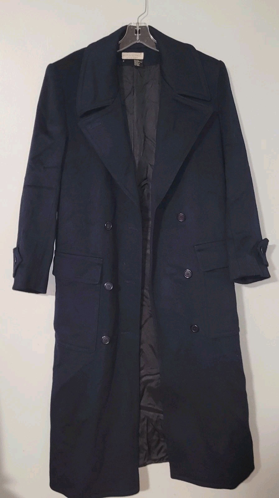 Vtg Harve Morton Bernard Long Wool Heavy Collar Warm Navy Women’s Coat 8