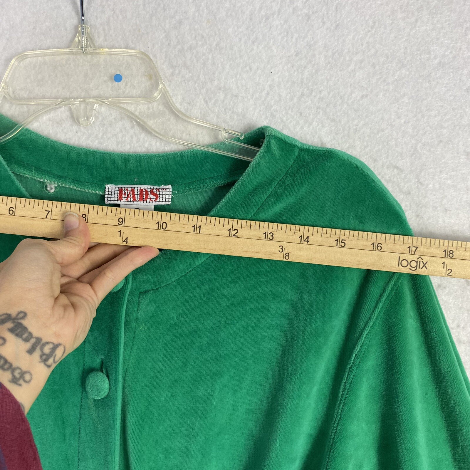 VTG Green Velour Jumpsuit Button Up Long Sleeve S 80s 90s Pockets High Rise