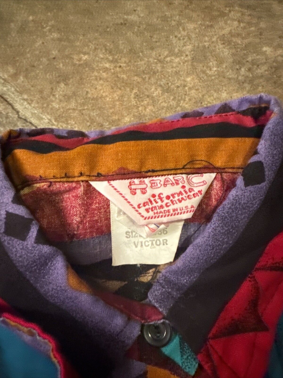 Vintage H Bar C Shirt Womens California Ranchwear Aztec Colorful Sz 12/36 USA