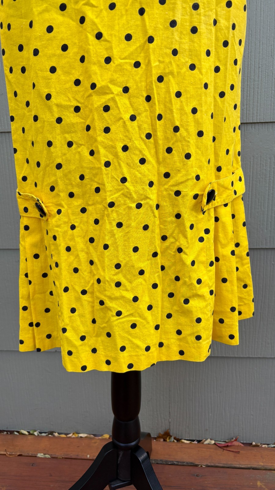 vtg 70s 80s New Wave Rockabilly Clowncore Polka Dot Short Sleeve Wrap Dress