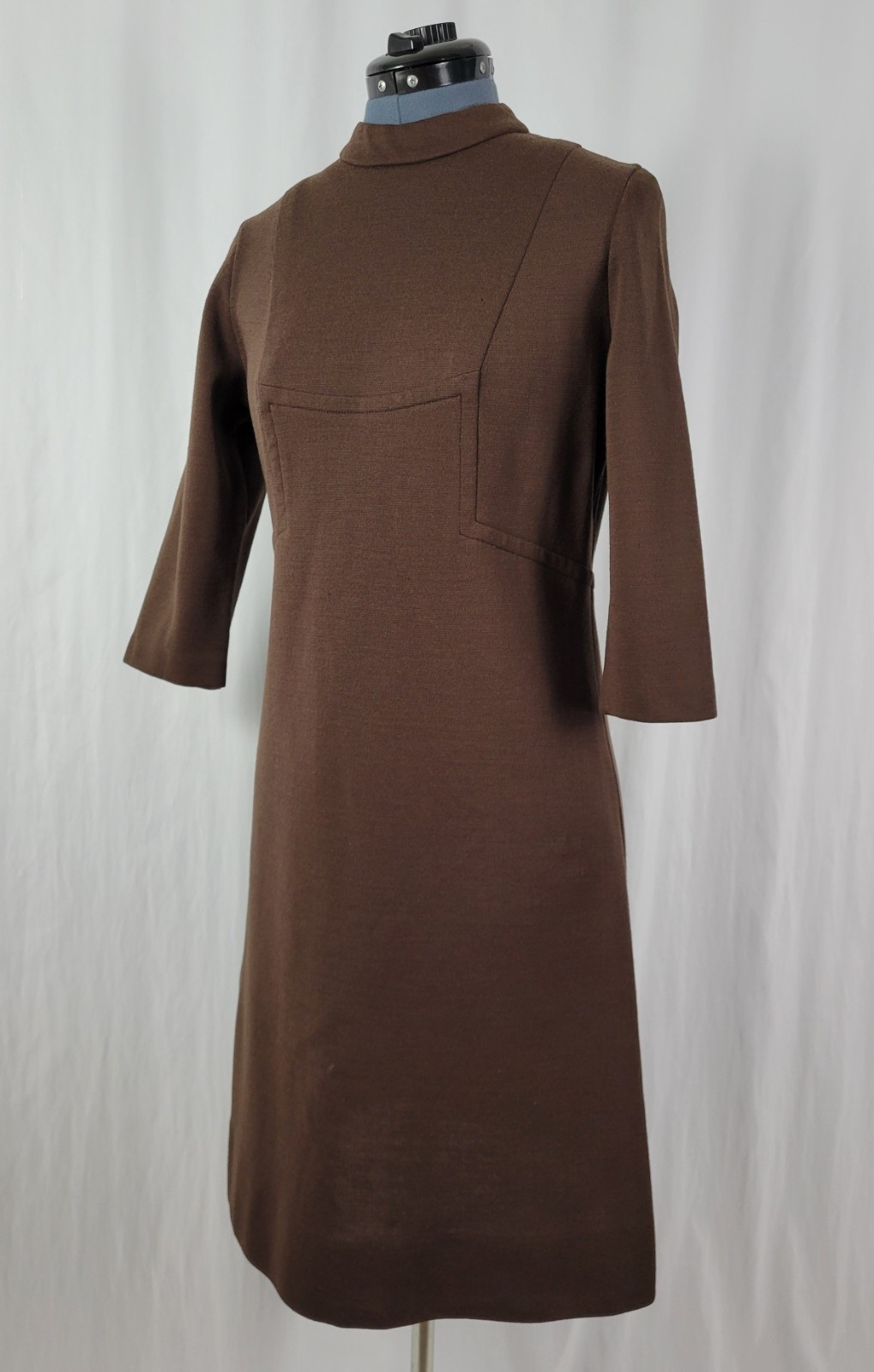 Vintage Puritan Forever Young Brown Sheath Dress w Paneled Bodice Size XS/S?