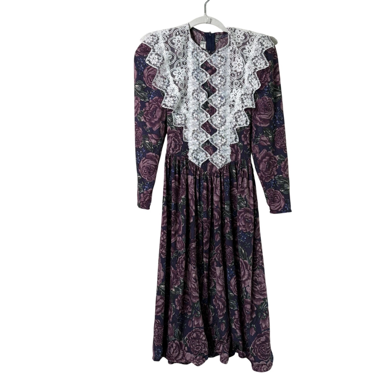 Vintage Jessica McClintock Gunne Sax Dress Size 3 4 Floral Lace Trim Cottage