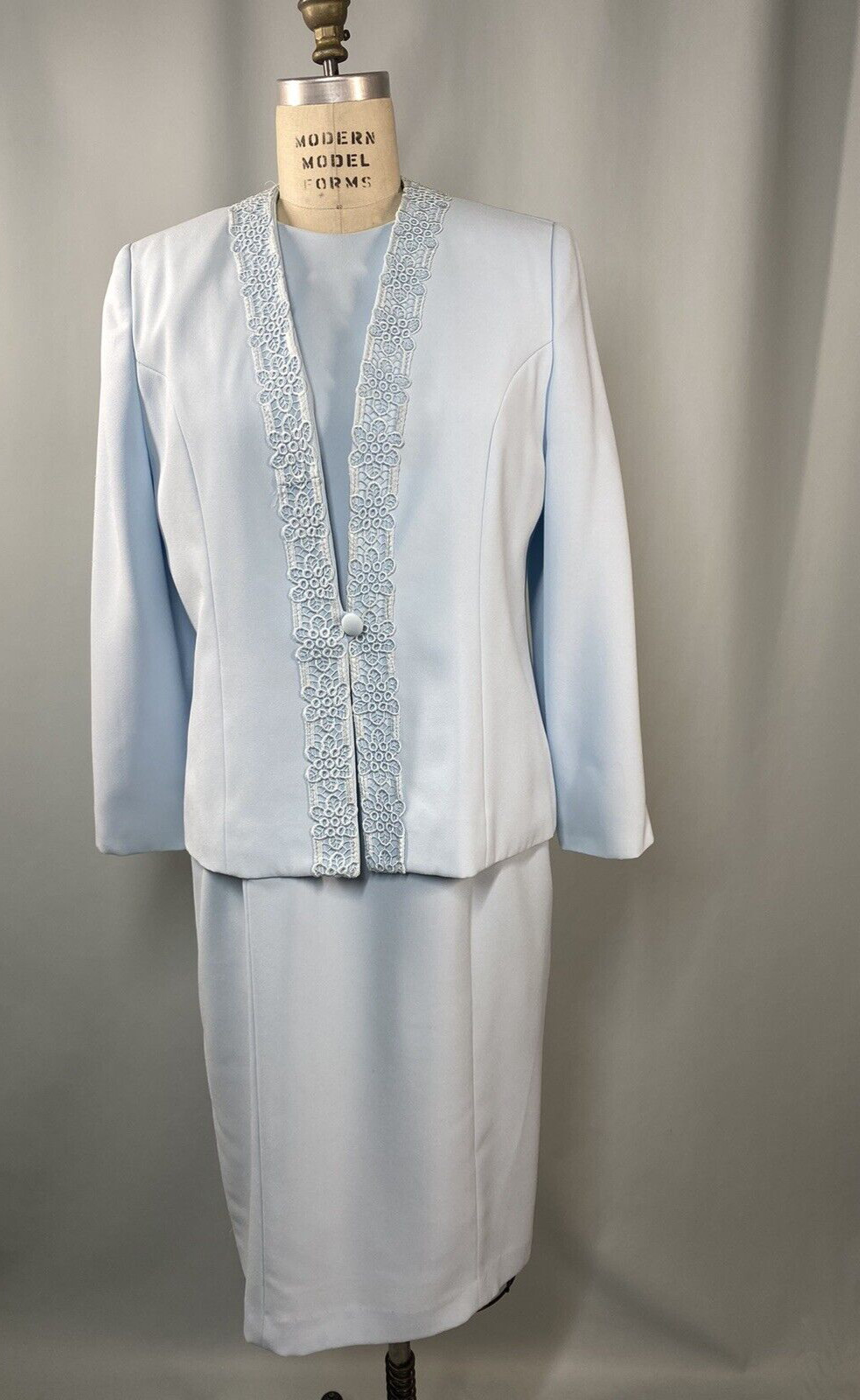 Vintage two piece Jacket & Dress SIZE 8 blue sheath HENRY LEE 60s 70s 80s 90s