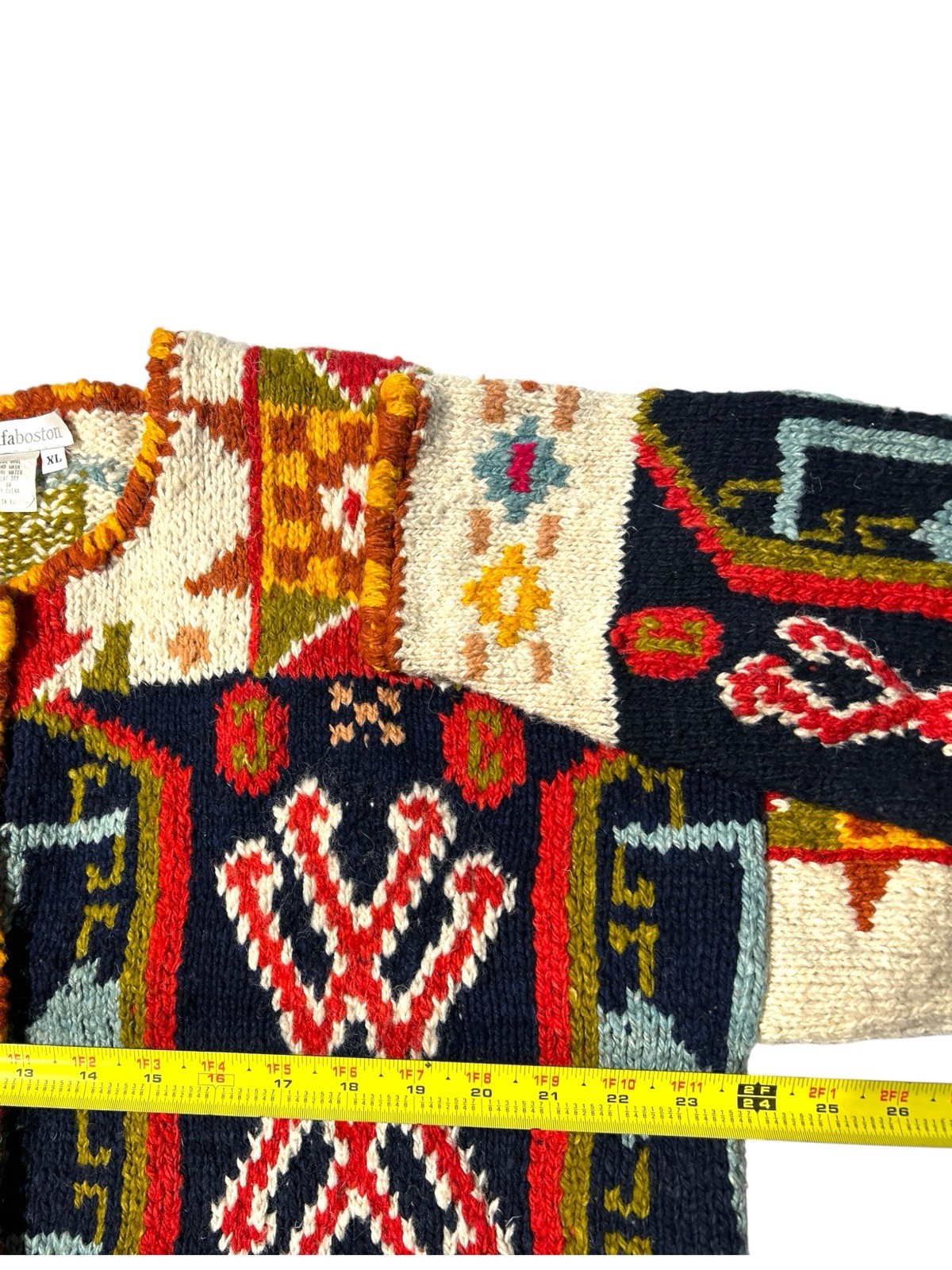Vtg Mfaboston Button Front Chunky Knit Alpaca Blanket Jacket Size XL