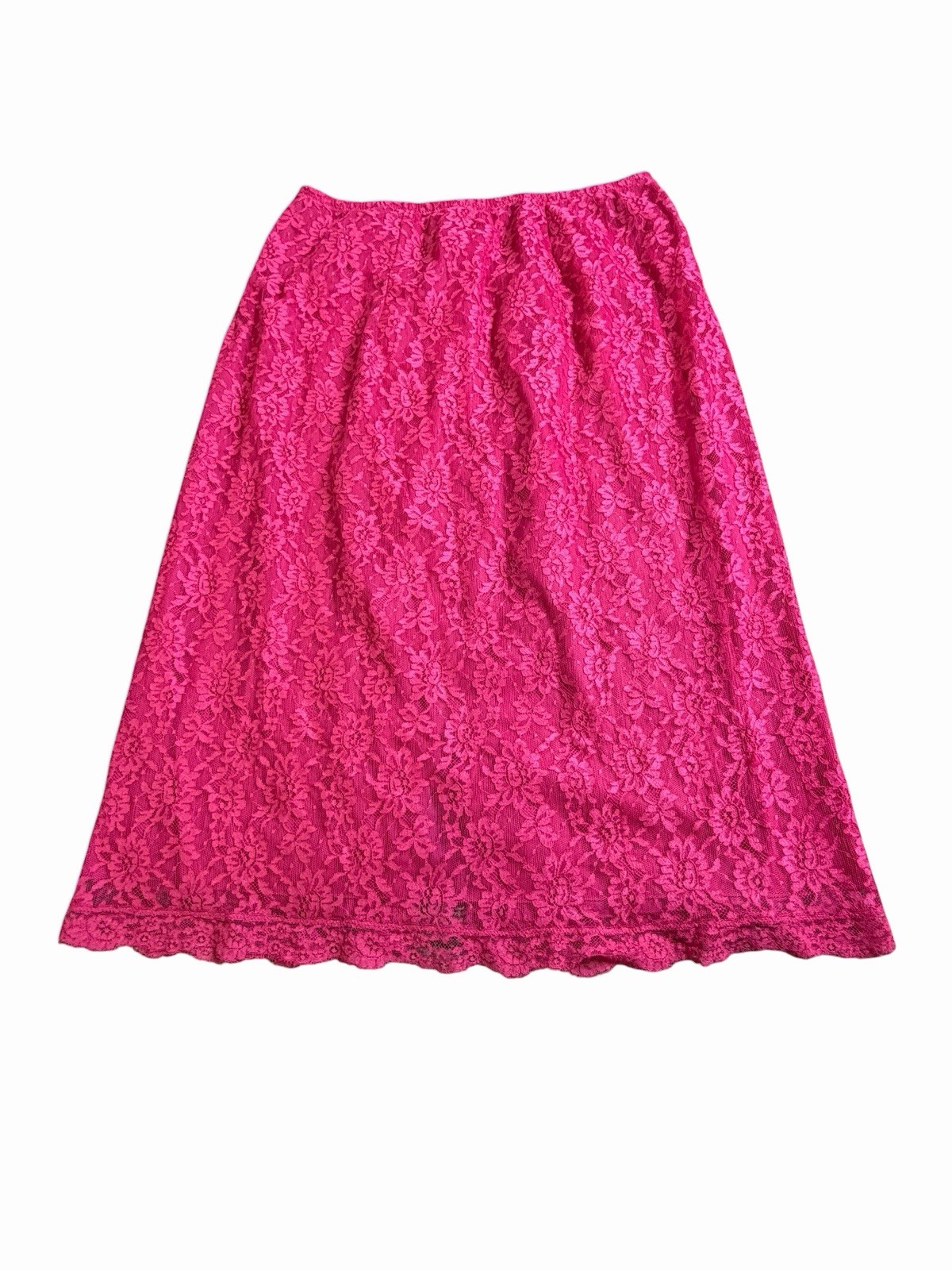 Vintage Vanity Fair Hot Pink Lace Half Slip Tricot Nylon Sz Med Y2K Style