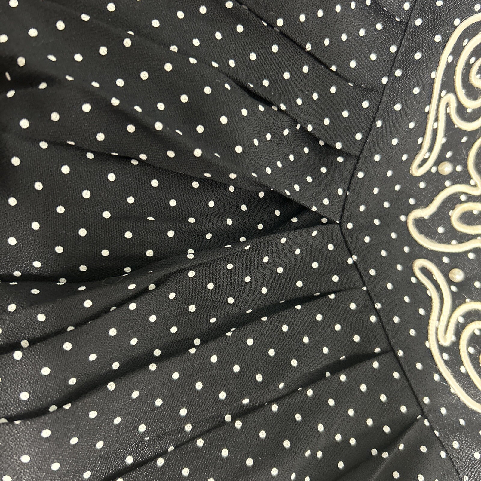 VTG S.L. Fashions Black White Polka Dot Shoulder Pad Fabric Embellished Dress 10
