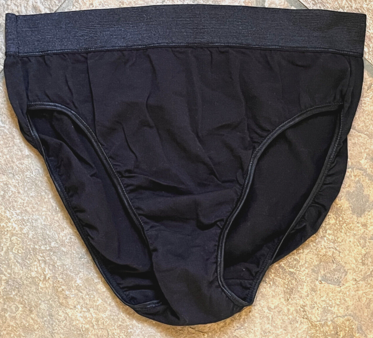 524 CACIQUE Lingerie Med Black Hi Cut Wide Waistband Brief Panty #11655 VINTAGE