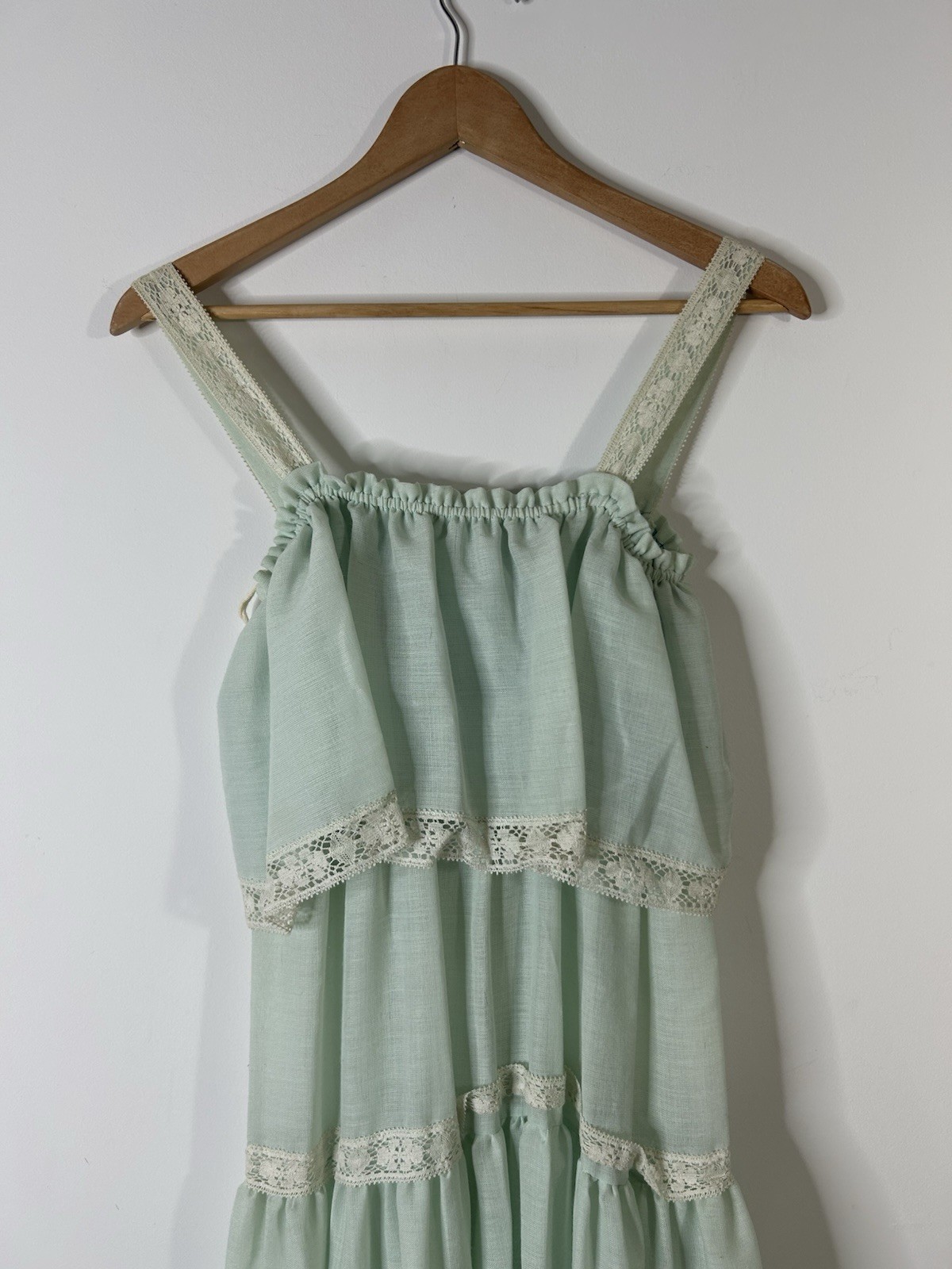 Vintage 1970’s Jonathan Logan Dress Women’s Blue Prairie Bohemian Maxi Ruffle