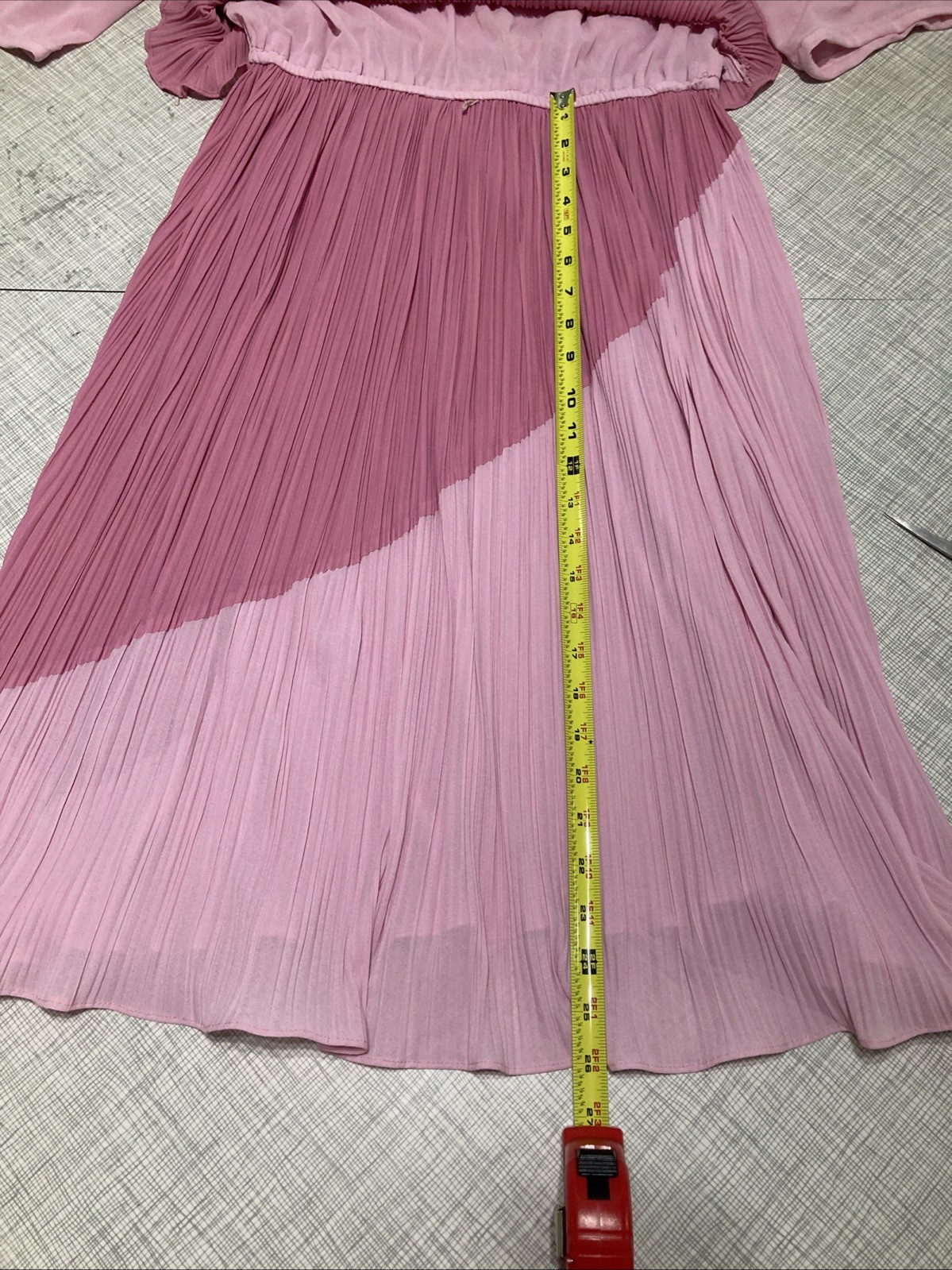 Vtg 70s Discovery Fashions Pleated Colorblock Dress Pink Plisse Disco Midi XS/S