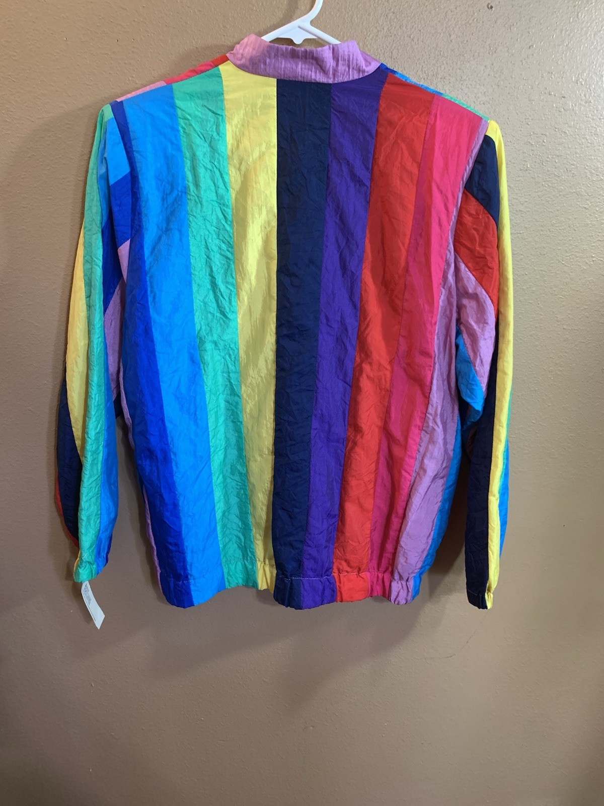 Vintage Marguerite Rubel Nylon Rainbow Striped Jacket NWT 1