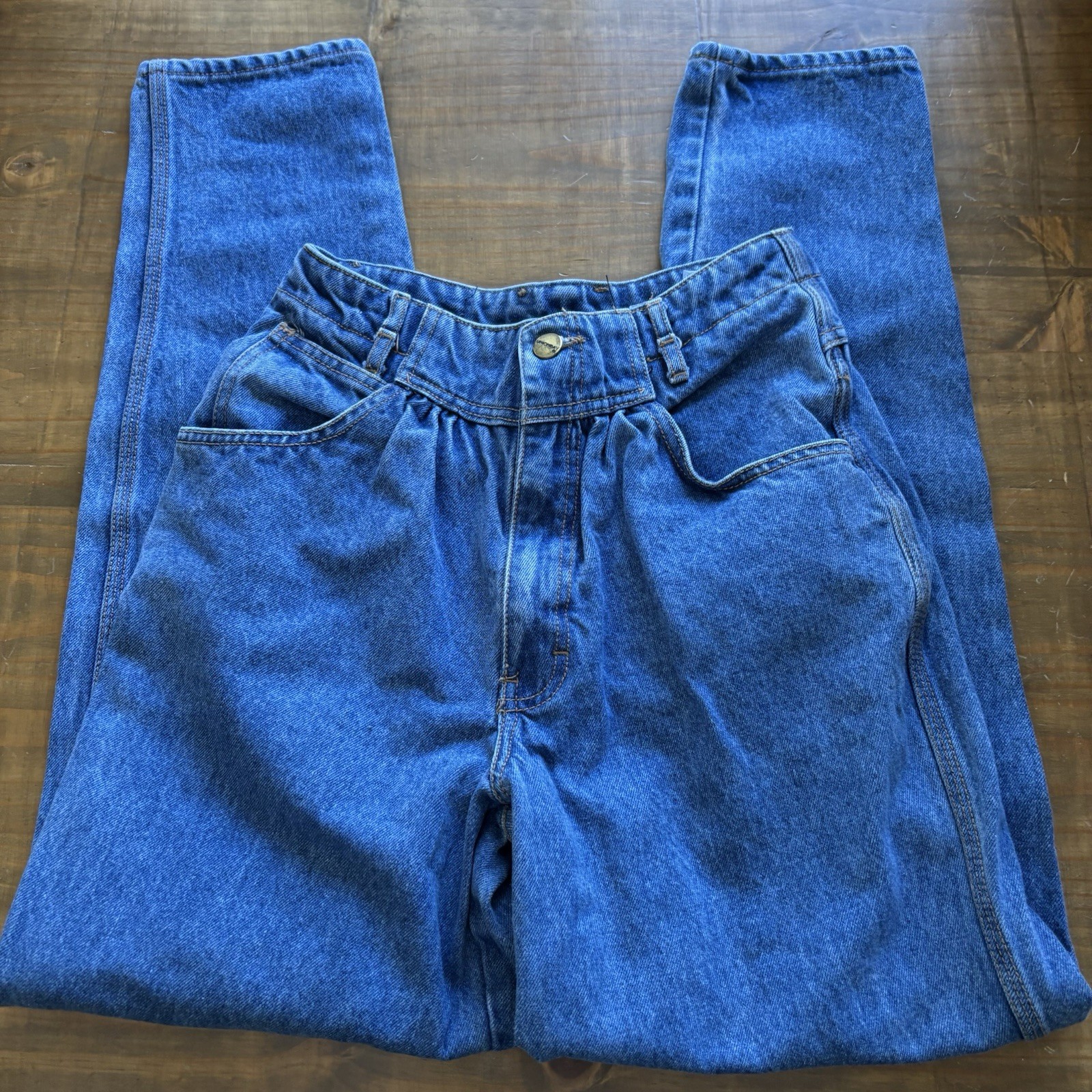 VTG 80s/90s Unionbay Mom Jeans-Tapered-High Waist-Shirred-Size 7-Medium Rinse