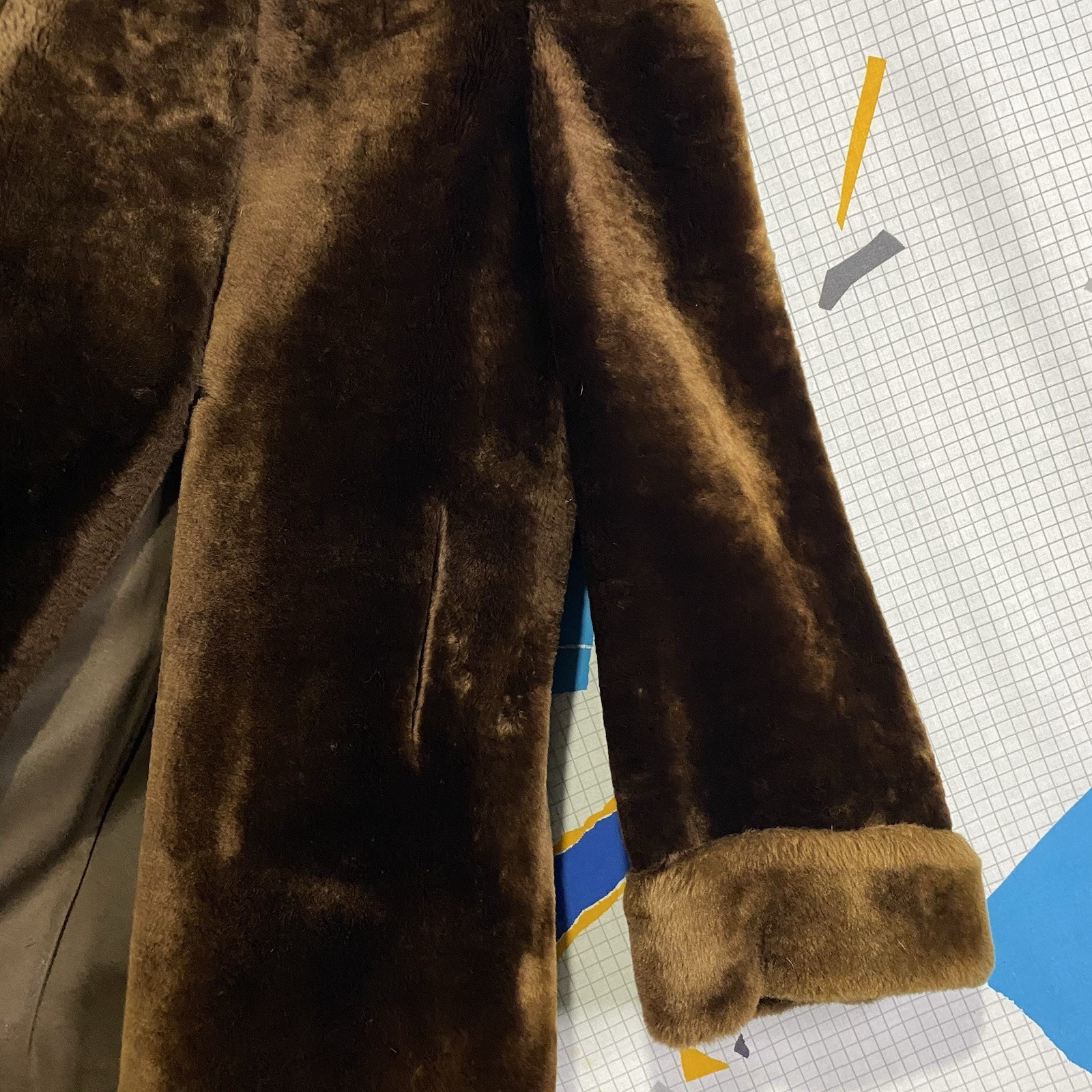Vintage 50s Brown Mouton Fur Coat Medium Lamb Beaver Mink 60s Velvet Kansas City