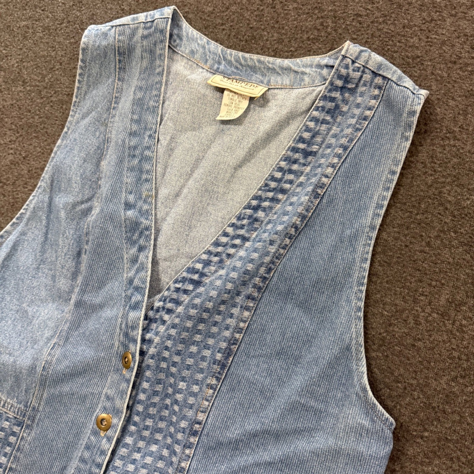 90s Stampede Patchwork Denim Vest Womens Small Blue Good Corduroy Western 1895