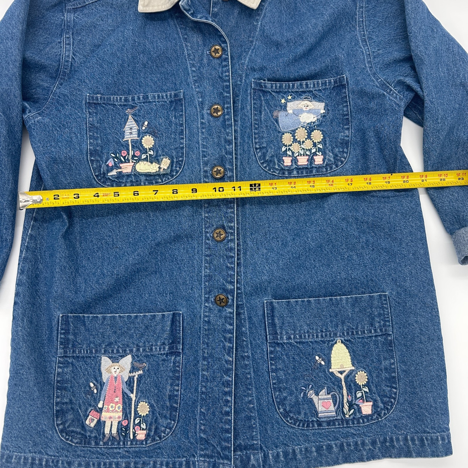 Vintage 90s Denim Chore Jacket Christopher Banks Grandma Core Cottage Medium