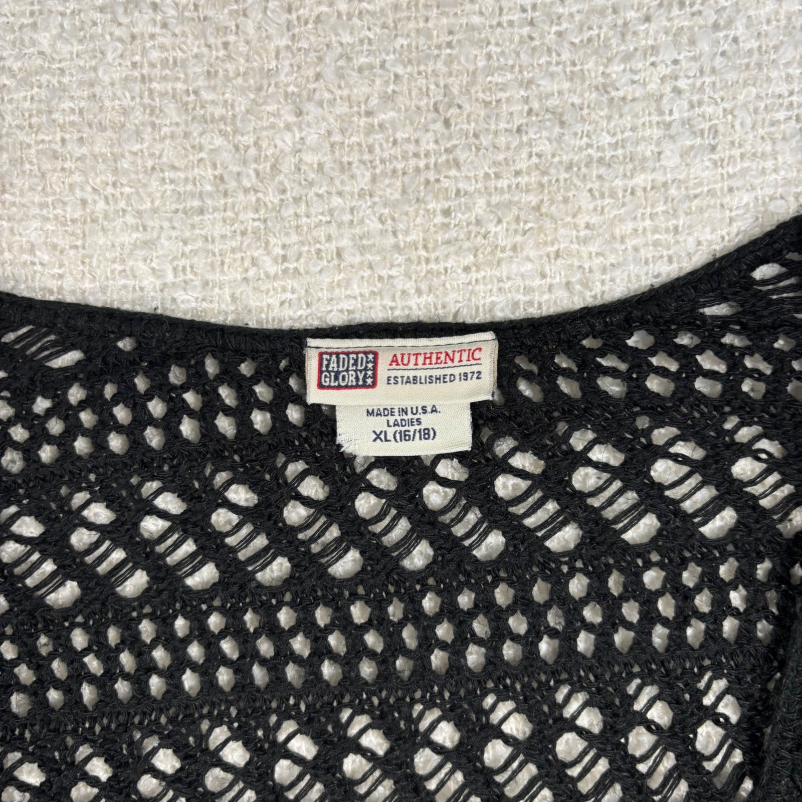 vintage 90s faded glory black open knit cardigan whimsygoth grunge fairy Y2K