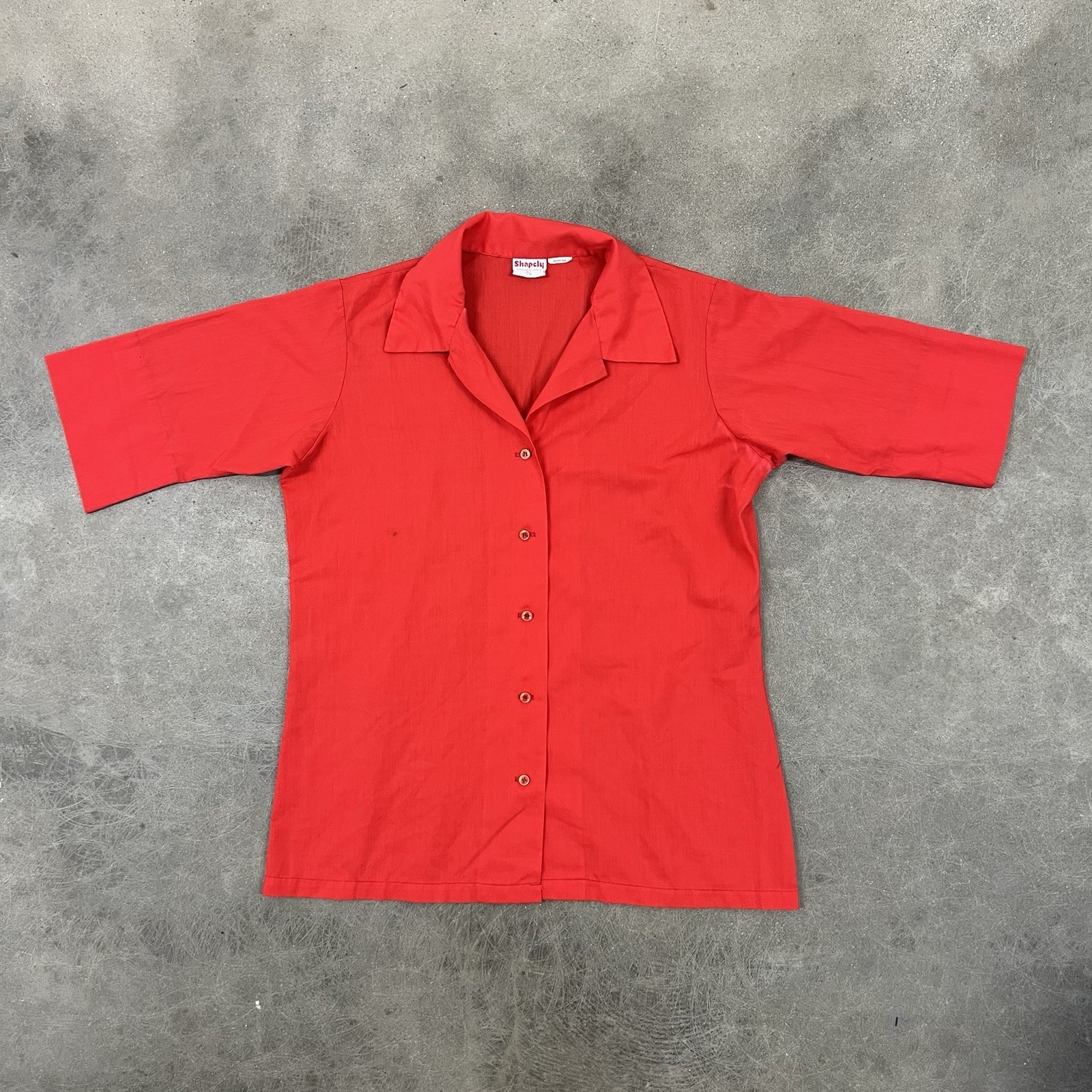 Vintage 70s Red Linen Shirt Women’s Size Large Shapley Permanent Press