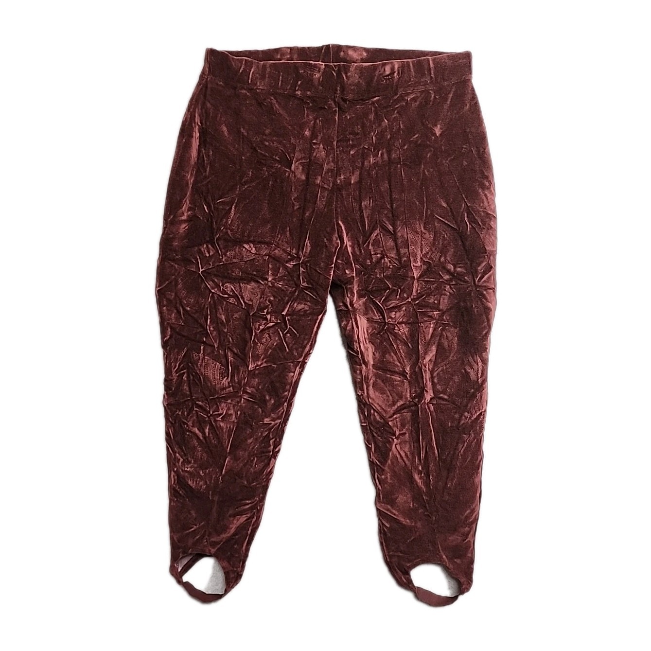 Y2K Vintage Stirrup Pants Yoga Adrian Jordan Velour Sz 22/24 RETRO Maroon 1990’s