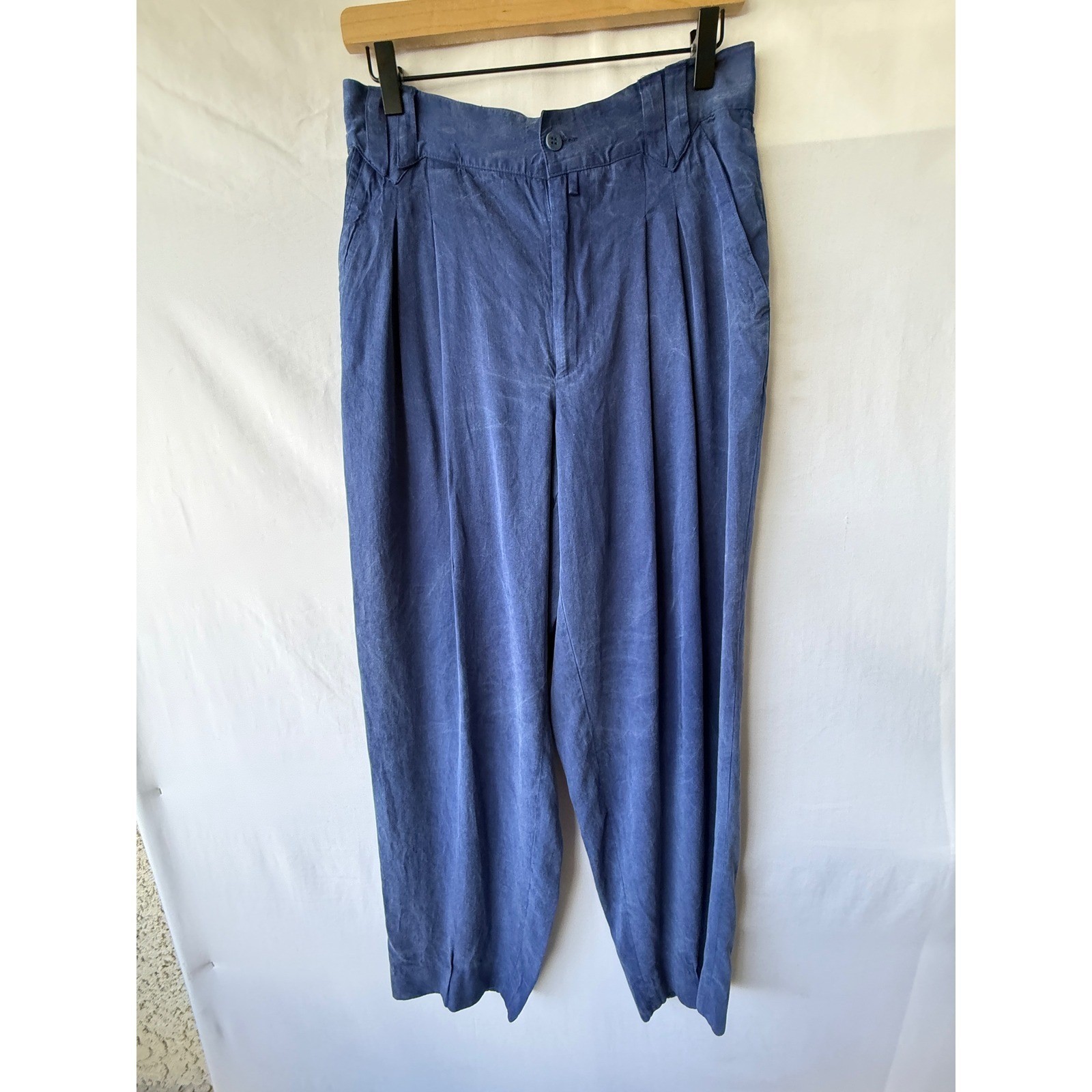 Versus Gianni Versace Blue Pleated Wide Leg Trousers Vintage Italy Size 36/50